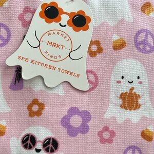 Halloween GHOST 3 pack Hand Towels Kitchen Bathroom Pink NWT Ghosts Holiday BOO